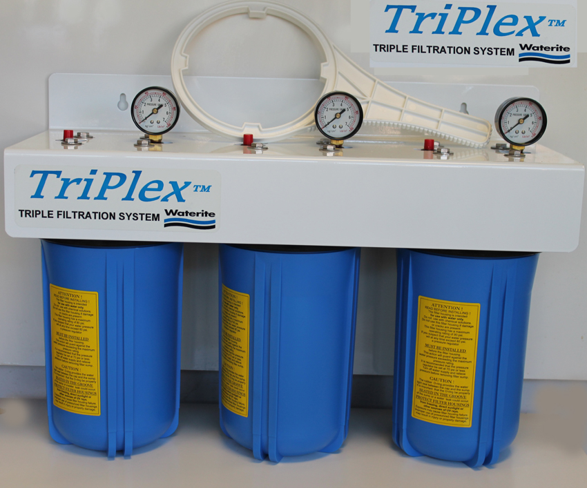 TRIPLEX Waterite 3 Housing Whole House Big Bue Filter System